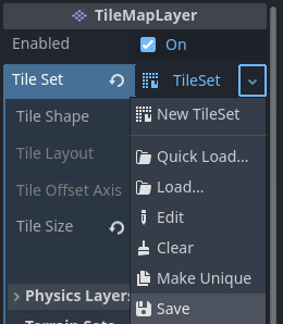 Saving the built-in TileSet resource to an external resource file